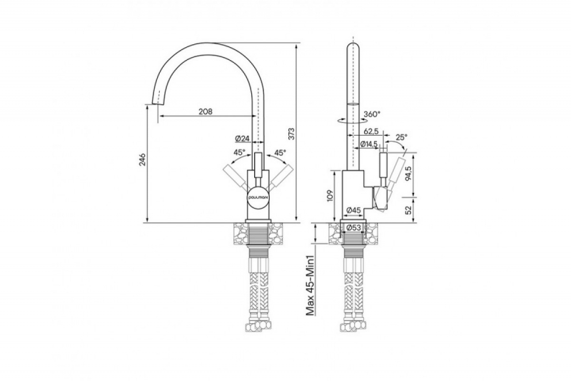 СМЕСИТЕЛЬ PAULMARK HOLSTEIN ЧЕРНЫЙ/ЧЕРНЫЙ МЕТАЛЛИК