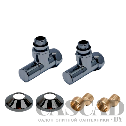 Комплекты для нижнего подключения водяных ПС 3/4" х 1/2" круглый вентиль Оружейная Сталь Матовая PVD