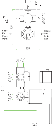 Смеситель для душа Fiore Kube , на 3 режима