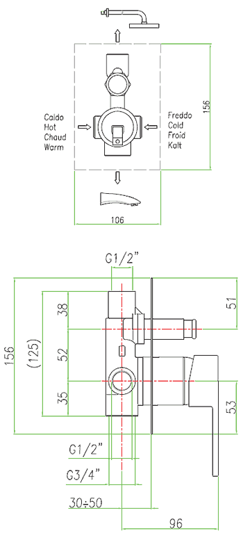 Смеситель для душа Fiore Kube хром, скрытый монтаж
