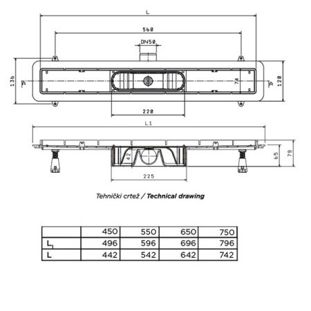 Душевой трап линейный 2в1 Pestan Confluo Fix Line 750