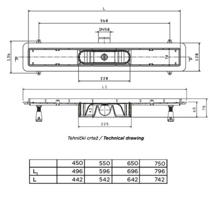 Душевой трап линейный 2в1 Pestan Confluo Fix Line 750