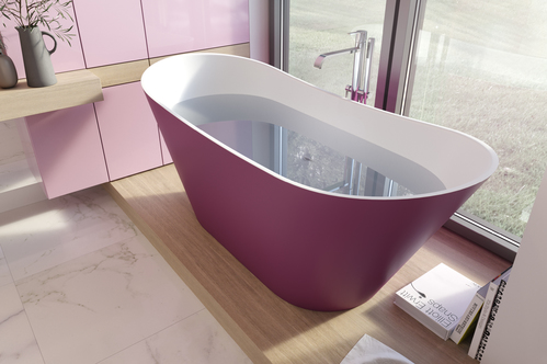 Ванна каменная Holbi Afina Solid Surface 1610*660 (white/pink)