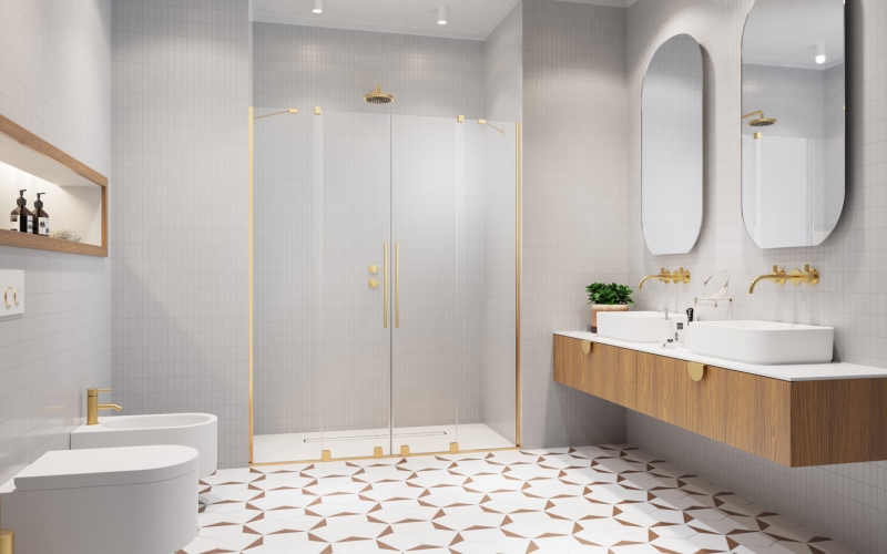 Душевая дверь Radaway Furo DWD, H-200 см золото