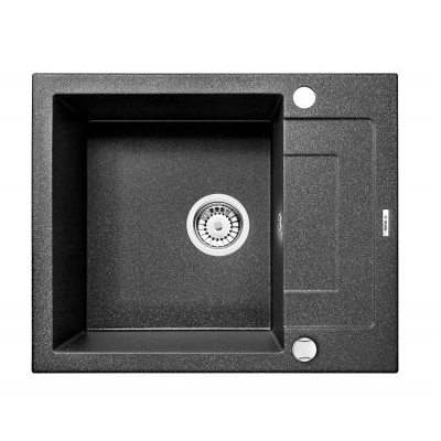 DEANTE RAPIDO графитовый - мойка 1 чаша с крылом, 590*490*180 мм + сифон SPACE SAVER 