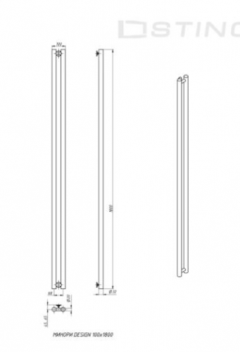 Полотенцесушитель Stinox MINORI DESIGN 100x1800 золото брашированное, с комплектом подкл. 3/4*1/2