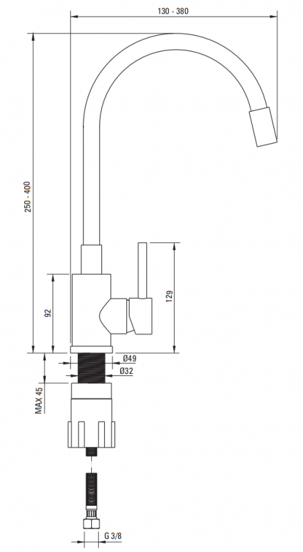 Neo Luno Nero Смеситель для мойки с гибким изливом, черный