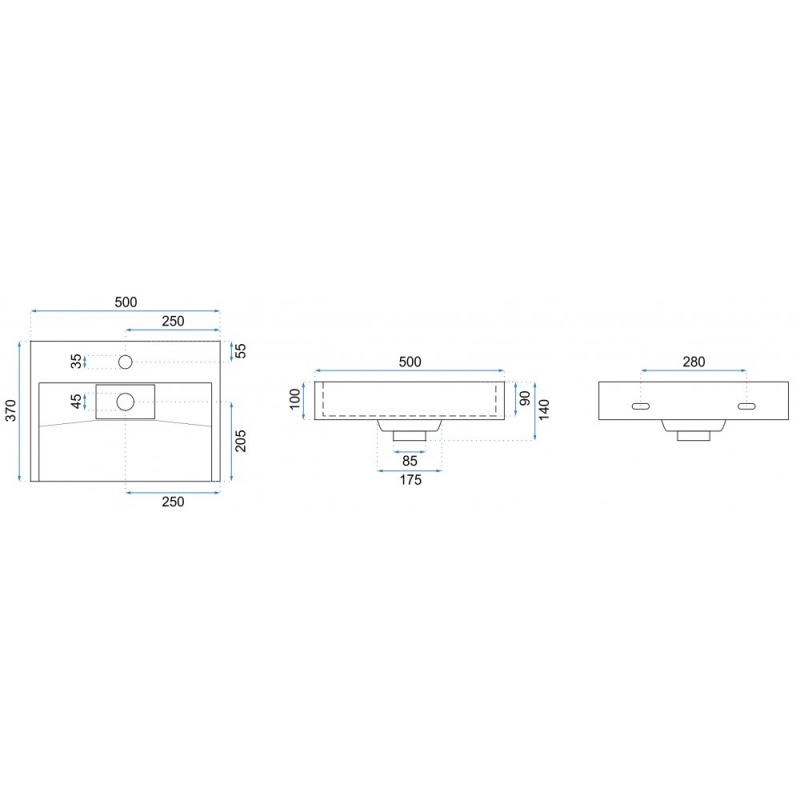 Умывальник универсальный Rea Goya 50*35