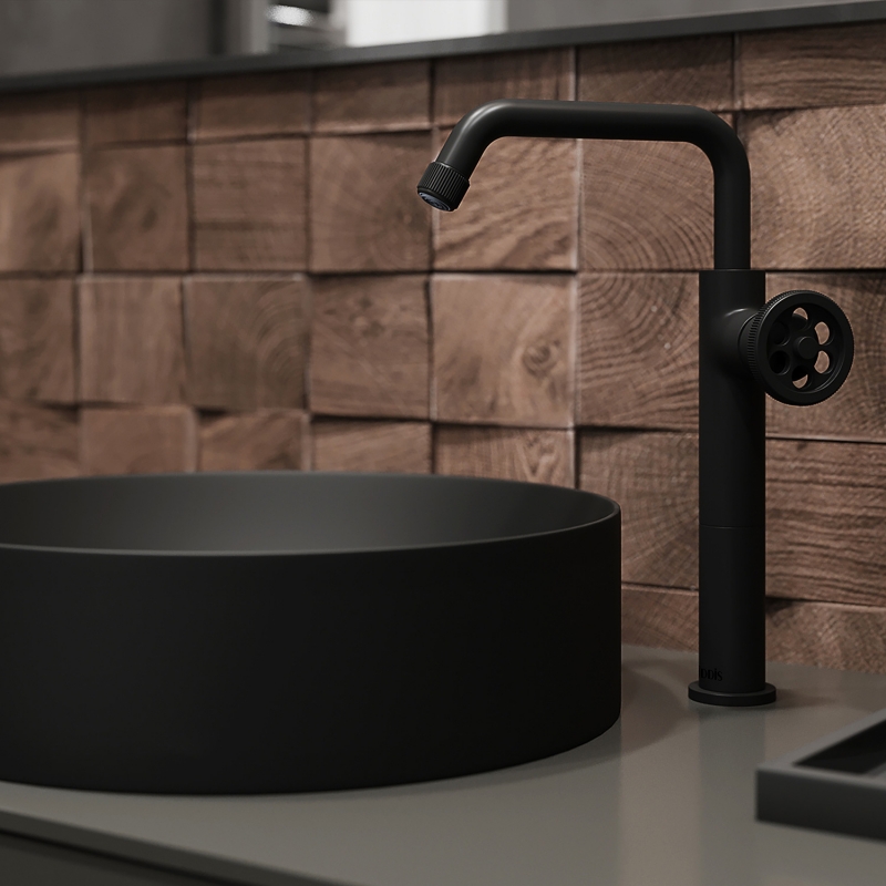 Смеситель для настольного умывальника, черный, Grange, IDDIS