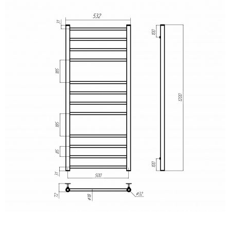 Полотенцесушитель Terminus «Аврора» П12 500х1200