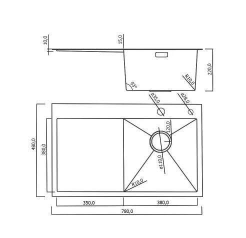 Кухонная мойка Roxen Vespa 70LB PVD