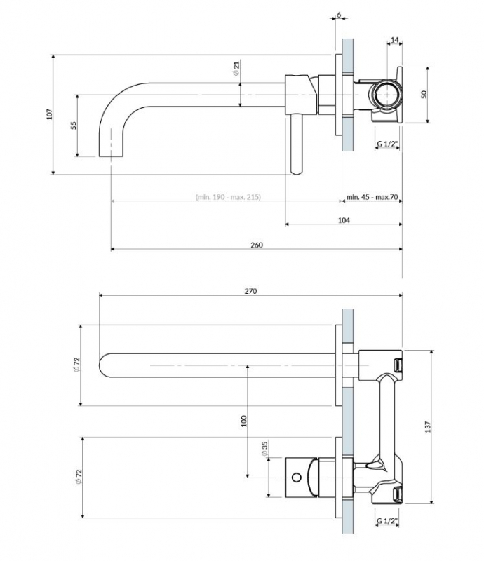 Cмеситель для умывальника Omnires Y скрытого монтажа, черный