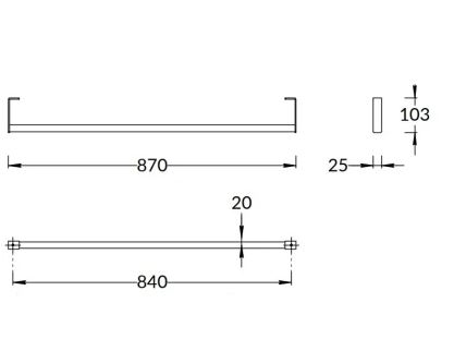 Держатель для полотенец к раковинам LOGICA  с крепежом, черный матовый