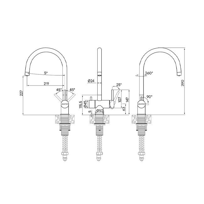 СМЕСИТЕЛЬ PAULMARK HELLER БРАШИРОВАННАЯ СТАЛЬ