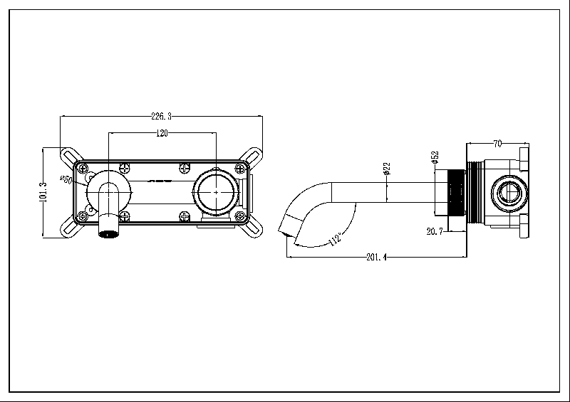 Смеситель автоматический для раковины из стены на 2 отв. TECH 