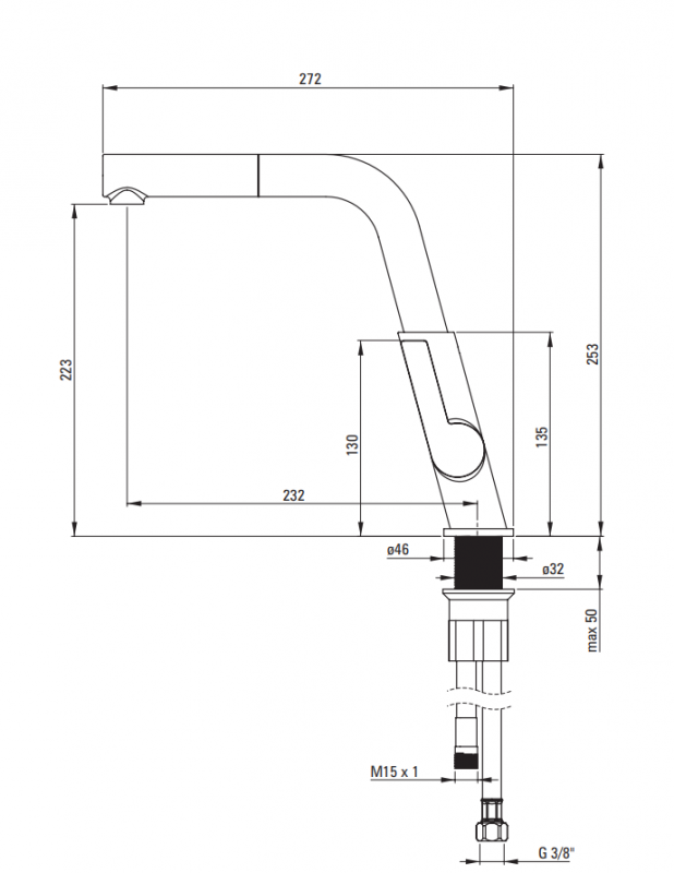 Deante Silia Смеситель для мойки с выдвижным изливом, черный матовый