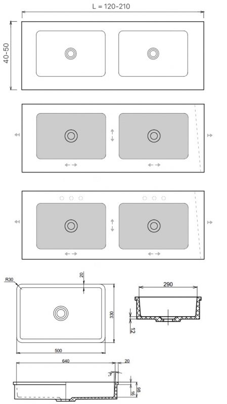 Раковина Holbi Neptune 50 + STL, из Solid Surface