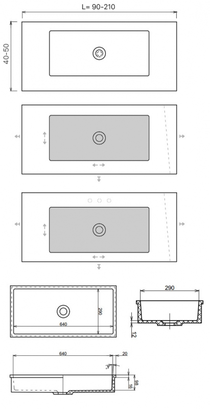 Раковина Holbi Neptune 50 + STL, из Solid Surface