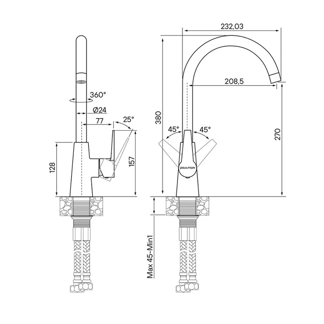 СМЕСИТЕЛЬ PAULMARK HOLSTEIN, ЧЕРНЫЙ