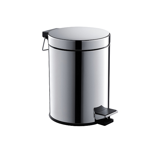 Корзина для мусора с педалью, 8л AQUATEK, полир. хром 