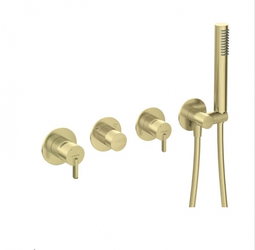 Deante silia смеситель для ванны скрытый монтаж с возможностью комплектации тропическим душем и сифоном с наполнением ванны шлифованное золото