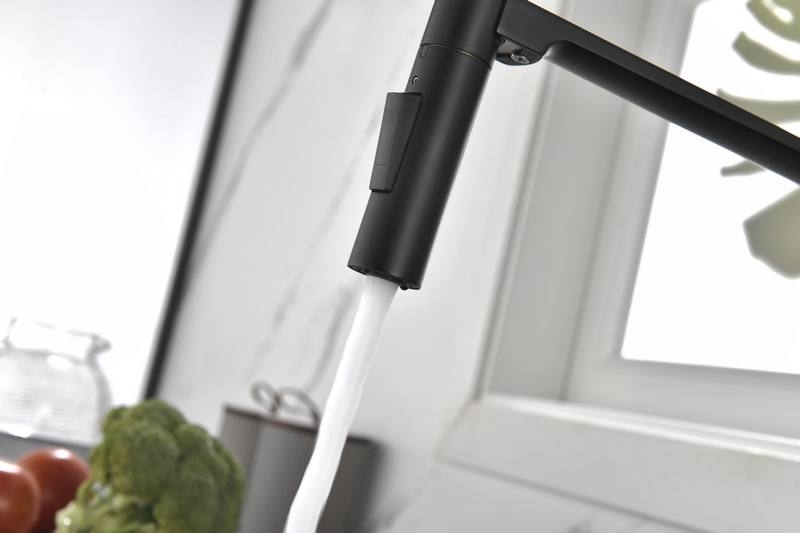 СМЕСИТЕЛЬ PAULMARK BARREL ЧЕРНЫЙ с гибким шлангом, 2 режима струи