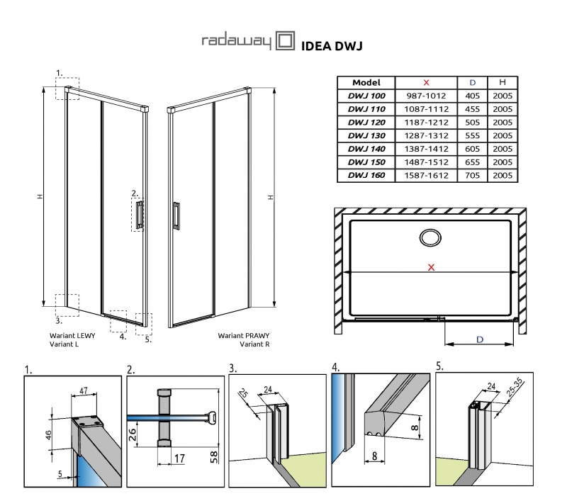 Душевая дверь Radaway Idea Black DWJ