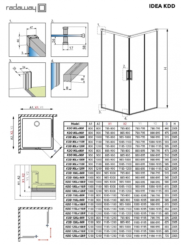 Душевой уголок Radaway Idea KDD, H 200, хром