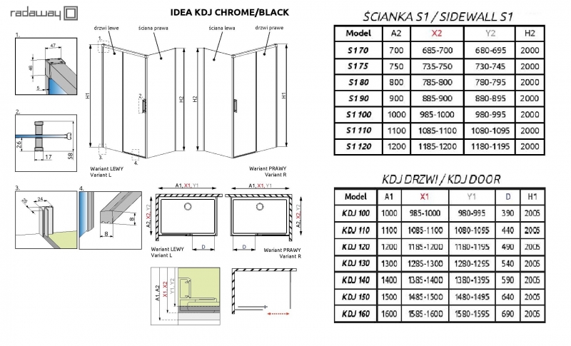 Душевой уголок Radaway Idea KDJ 