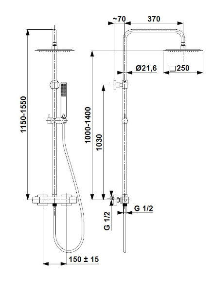 Armatura Logon Black Premium Душевая колонна с термостатическим смесителем для душа, черная