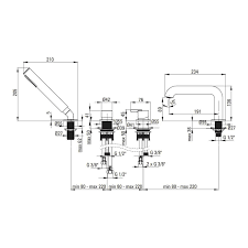 СМЕСИТЕЛЬ НА БОРТ ВАННЫ DEANTE SILIA НА 4-ОТВЕРСТВИЯ, С ДУШЕВЫМ НАБОРОМ, САТИН
