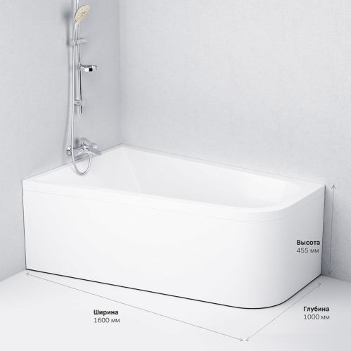 Ванна акриловая AM.PM Spirit 160x100 левая, белый глянец