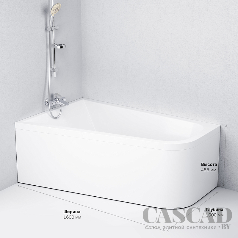 Ванна акриловая AM.PM Spirit 160x100 левая, белый глянец