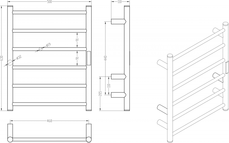 Полотенцесушитель электрический Roxen Caspia хром