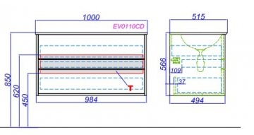 Тумба с умывальником Aqwella Evolution, 100*52 см