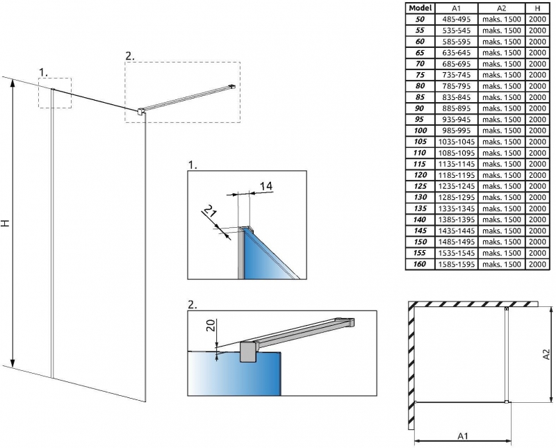 Душевое ограждение Radaway Walk-in Modo X II 55