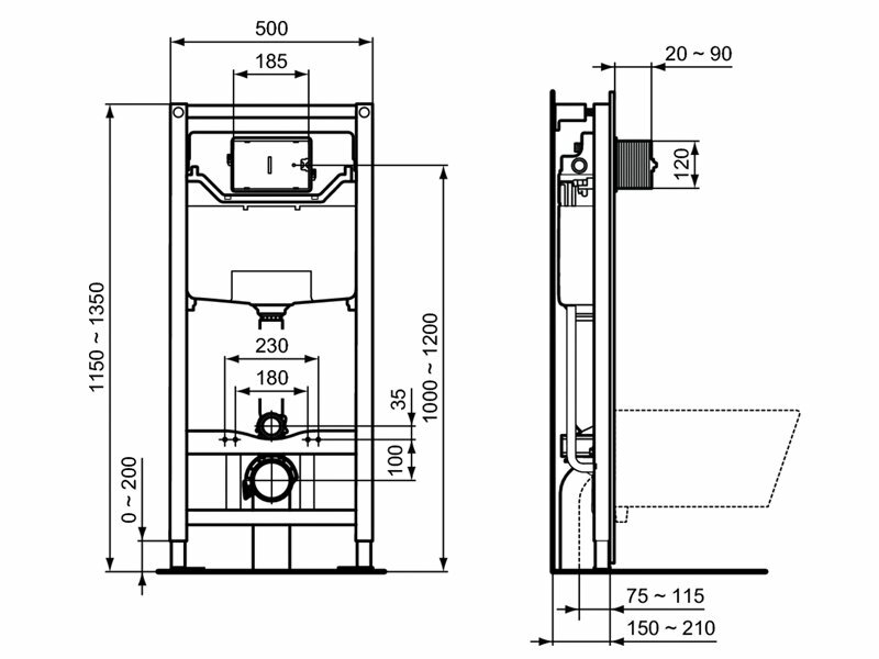 Инсталляция Ideal Standard с унитазом Ideal Standard TESI AquaBlade