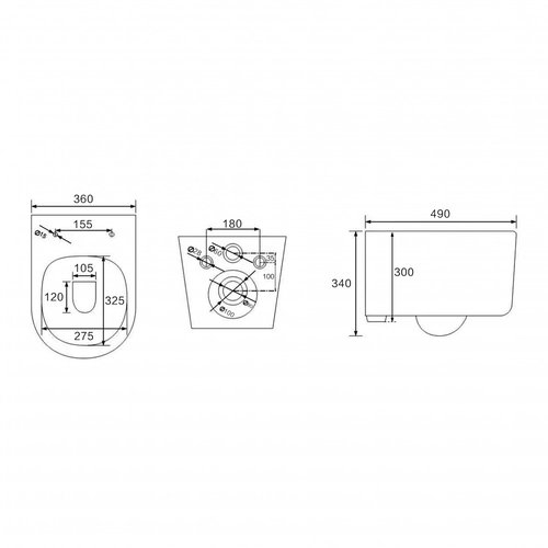 Унитаз подвесной Berges VENTAS Black Rimless 36x49 с сиденьем дюропласт, микролифт, Ventas Slim SO