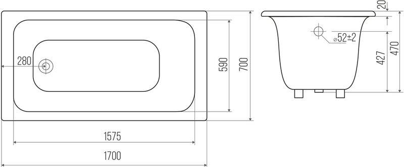 Ванна чугунная Goldman Comfort 170х70