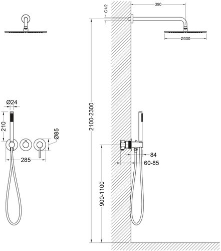 Душевая система скрытого монтажа Timo Saona золото брашированное