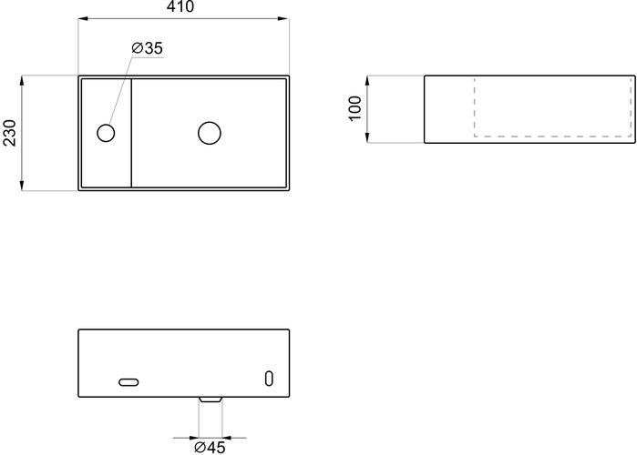 Умывальник накладной/подвесной Wellsee WC Area 41x23 белый глянец
