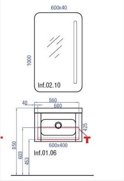 Инфинити 60" Тумба подвесная с ящиком без умывальника, цвет черный