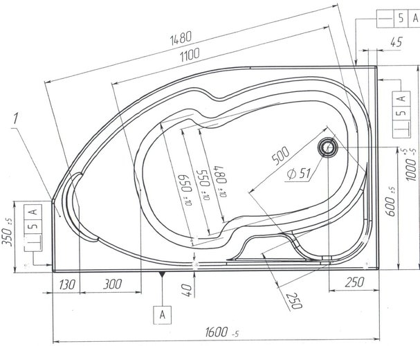 Ванна акриловая 1 Marka Diana с каркасом