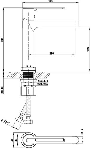 Смеситель для умывальника Vincea Rondo  черный матовый