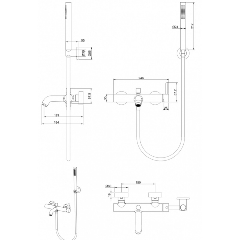 СМЕСИТЕЛЬ ДЛЯ ВАННЫ GROCENBERG