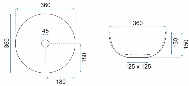 Умывальник Rea Stella 36x36 белый