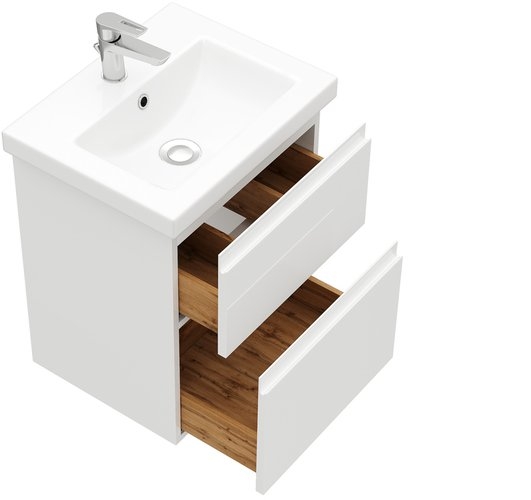 Тумба подвесная Laparet Optimum 50 с умывальником Como 50 белый глянец