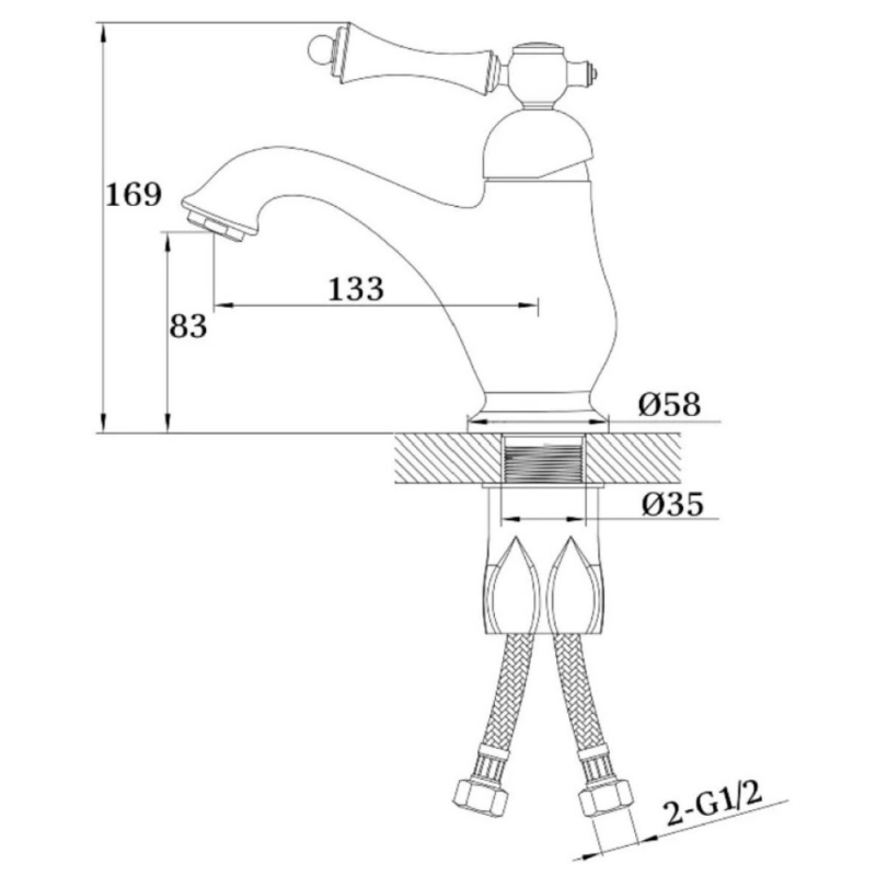 Смеситель для умывальника Ganzer, цвет бронза