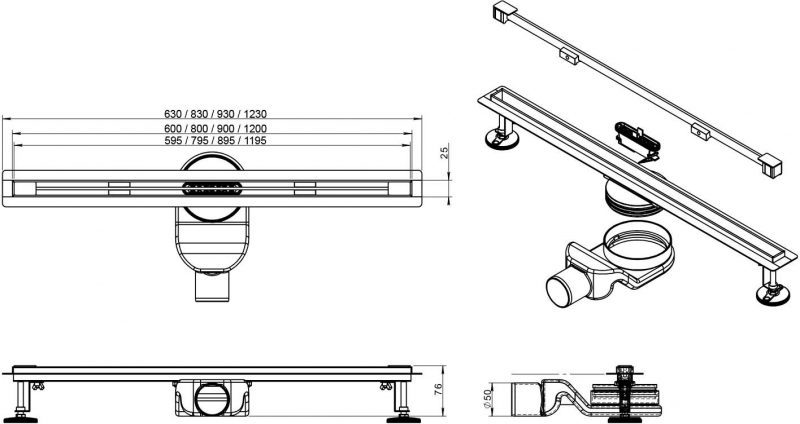 Душевой лоток Roxen Slim 120 см