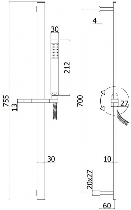 Душевой набор Paffoni Elle, чёрный матовый